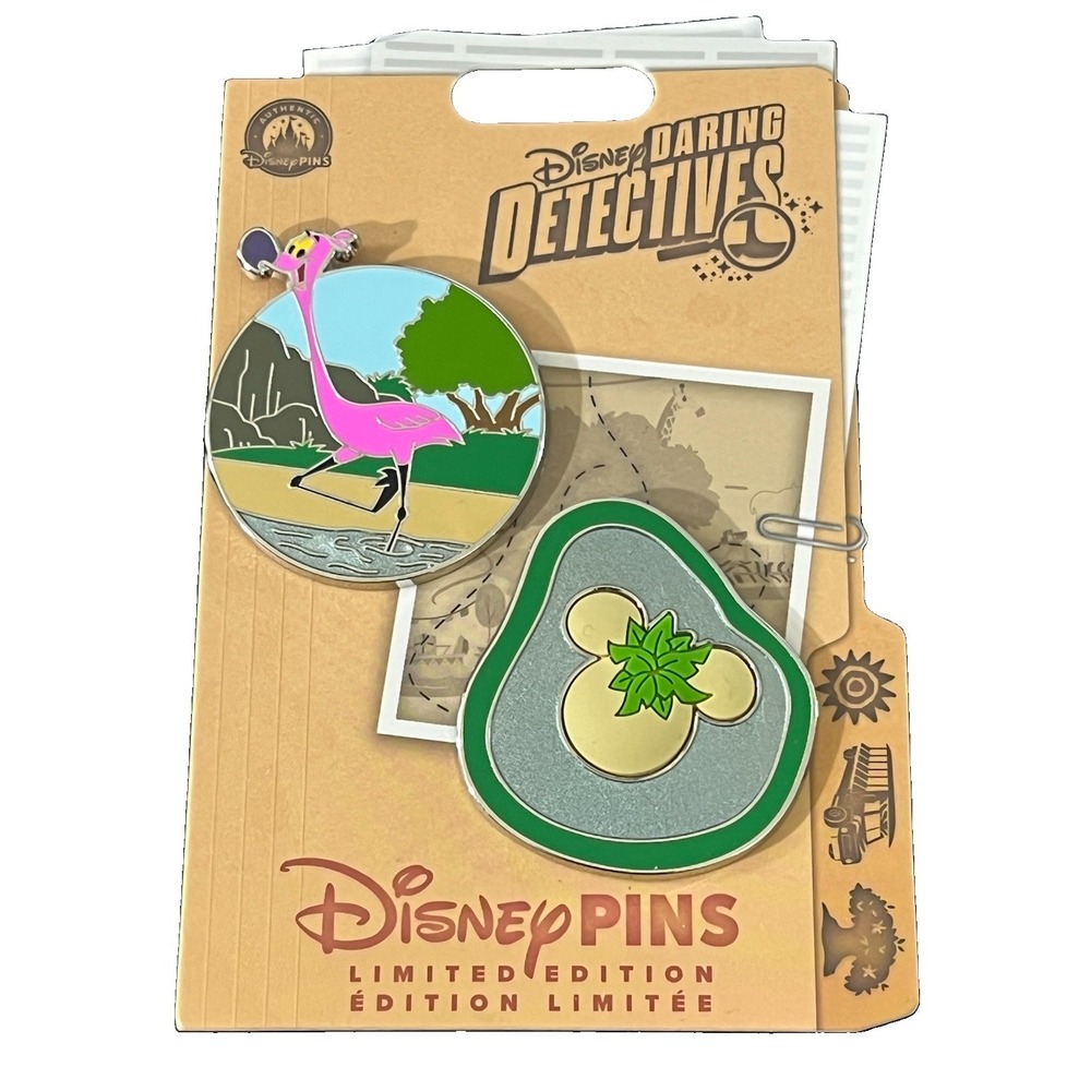 Disney Parks Daring Detectives Kilimanjaro Safaris Flamingo LE 3000 Two Pin Set